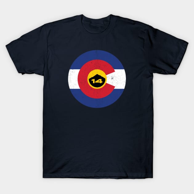 Colorado 14er Flag Roundel T-Shirt by Draft Horse Studio